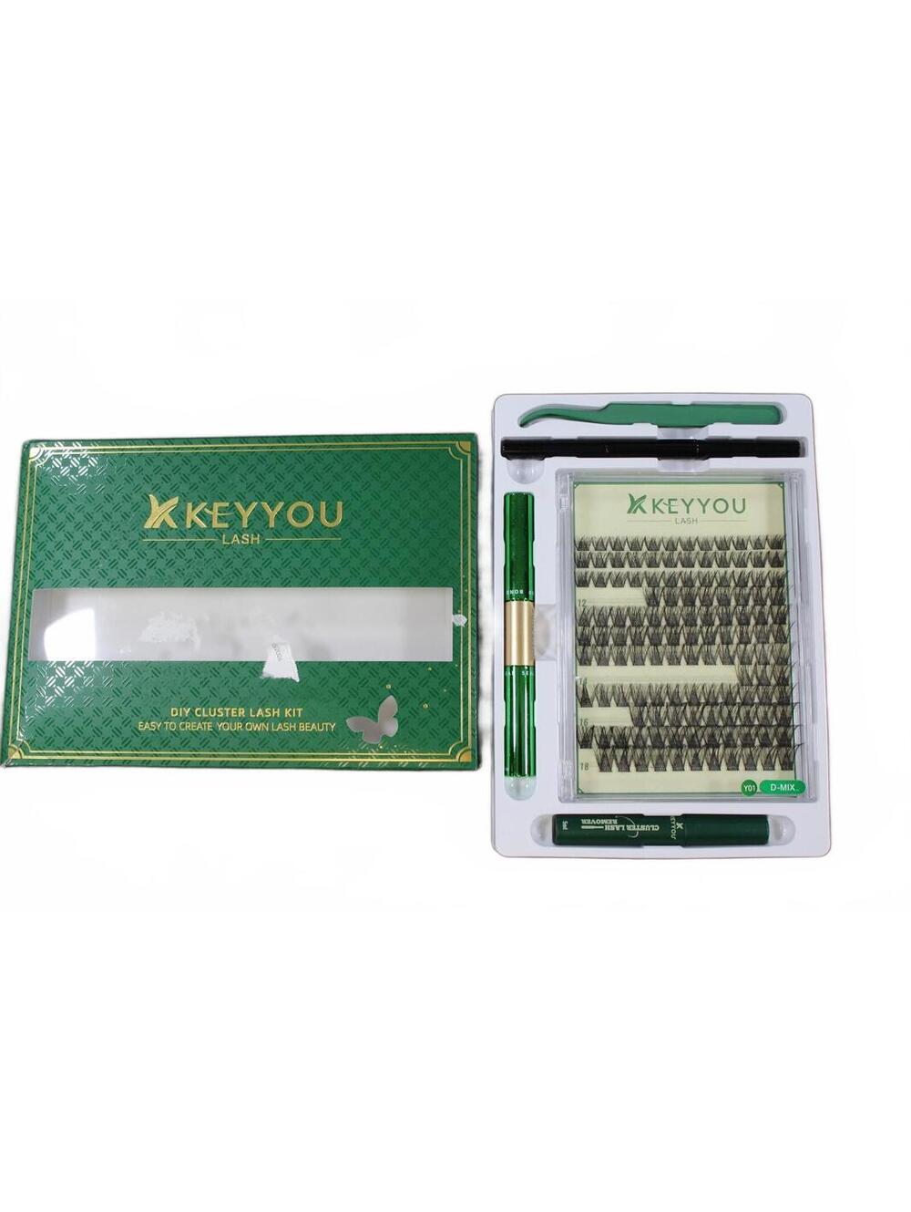 KEYYOU DIY Cluster Lash Kit Extension Pack with Tools New